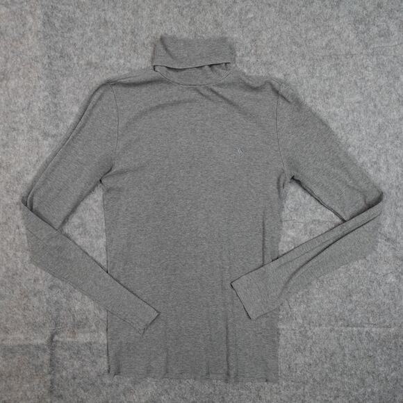 Ralph Lauren Top Womens Large Turtleneck Ribbed Stretch Gray Minimalist Casual - Picture 1 of 8